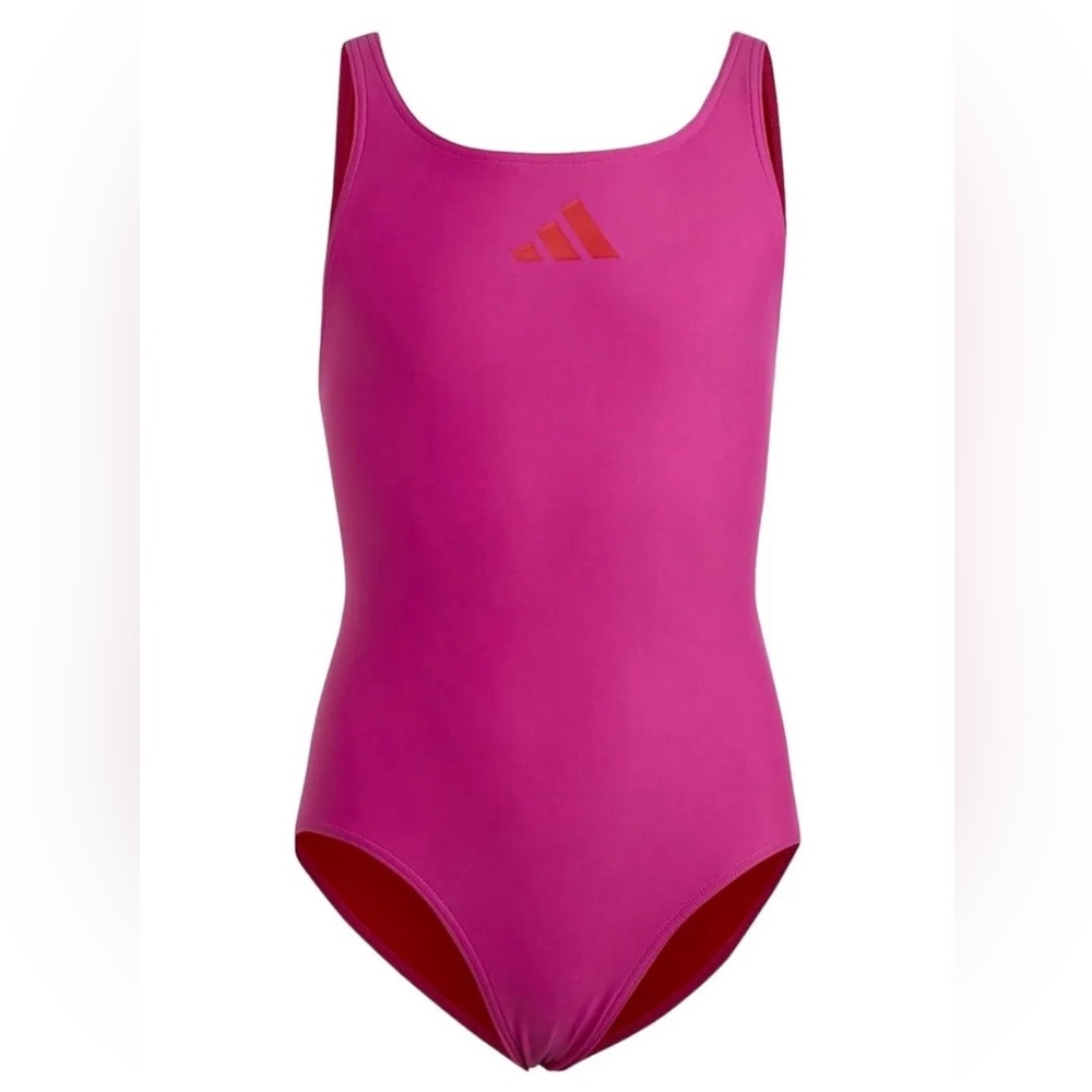 Adidas Girls Athletic Swimsuit Racerback One-piece Fuchsia/Scarlet Size M